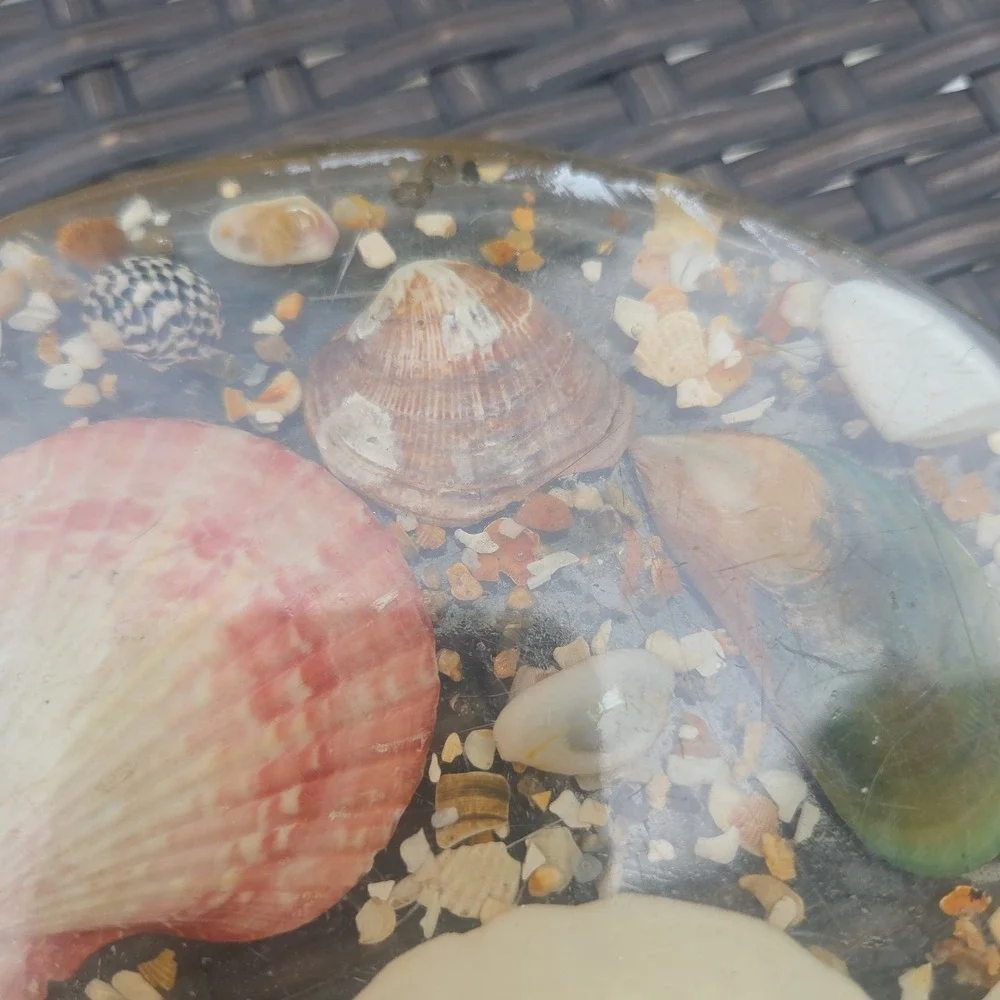 VTG Florida Trivet Seashell Resin Lucite Legend of Sand Dollar 6 3/4